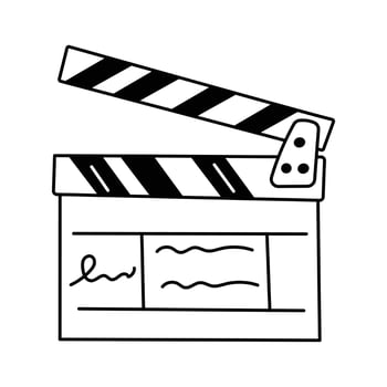 Doodle style icon of film clapper for cinema production vector