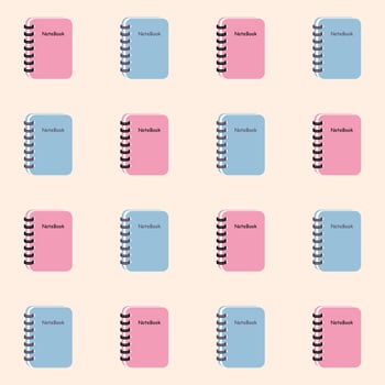 A pattern of Notebook on a cream background in a school object minimal concept vector