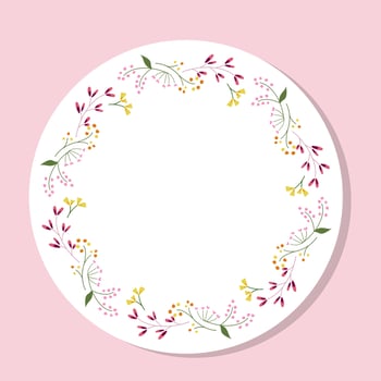 Circle wildflower wreath. botanical frame featuring summer field flowers and greenery. Design element for greeting cards, weddings, birthdays, holidays, and Invitation card backgrounds. vector