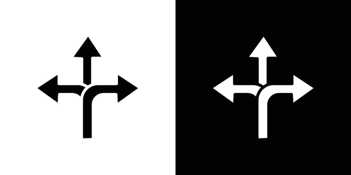 3 arrow way icon Flat art illustration in outline vector