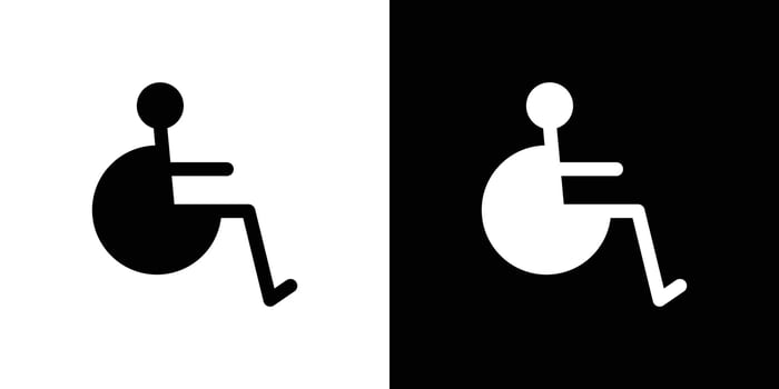 Disability Wheel Chair Icon Flat art illustration in outline vector