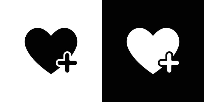 Heart plus icon Flat art illustration in outline vector