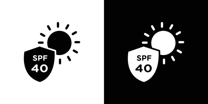 Sun protection factor 40 icon Flat art illustration in outline vector