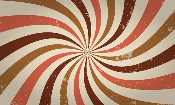 Red cream brown classic vintage rays sunburst twisted retro background vector