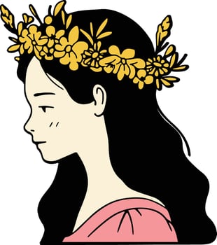 A cartoon girl wearing a flower crown vector