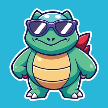 Cool Turtle in Shades A Cartoon Sticker with Style vector