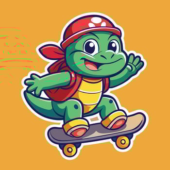 Cheerful Turtle on a Skateboard A Joyous Ride vector