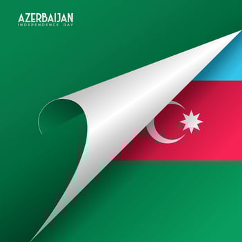 3d background illustration. Curved folded paper page corners on azerbaijan flag color background vector