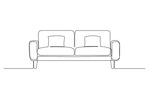 Hand-drawn sofa continuous one-line art drawing. Couch outline illustration. vector