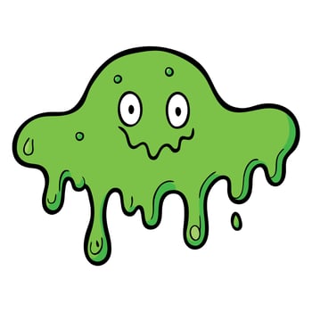 Green slime splat. Halloween dripped goo splash vector
