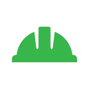 A green construction hat icon on a white background vector
