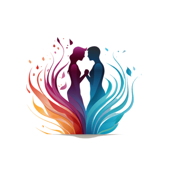 Illustration of a couple in love with abstract colorful floral transparent background. png
