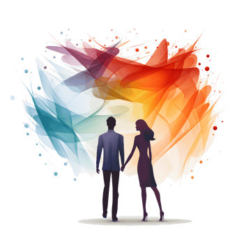 illustration of a man and a woman in love on abstract background. . png