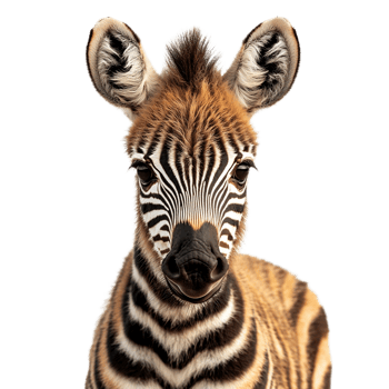 Portrait of a zebra on a transparent background. Isolated png