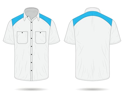 White and blue short sleeve office shirt mockup vector
