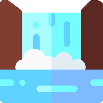 Waterfall icon with clouds and water vector