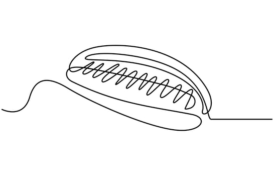 hot dog fast food one line art drawing vector