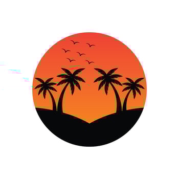 summer beach sunset logo design concept idea with palm tree vector