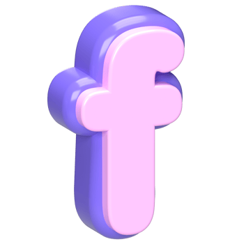 3D Cartoon Letter F - Pink png