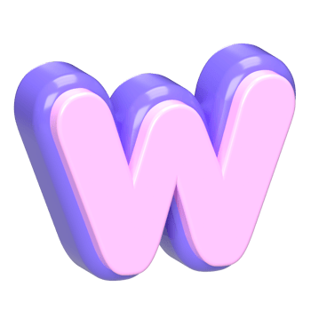 3D Cartoon Letter W - Pink png