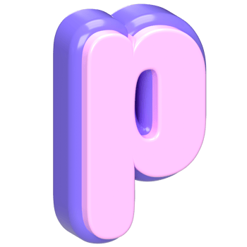 3D Pink and Purple Letter P png
