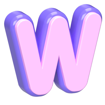 3D Cartoon Letter W, Pink and png