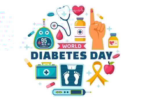 World Diabetes Day Celebration with Doctors Testing Glucose Levels on November 14 in Flat Cartoon Style vector