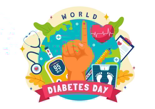 Healthcare Professionals Testing Blood Sugar for World Diabetes Day on 14 November in Flat Style vector