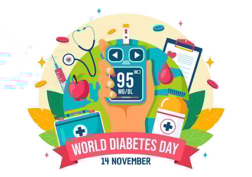 World Diabetes Day Design with Health Professionals Monitoring Glucose for 14 November Celebration vector