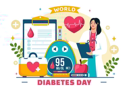 Flat Illustration for World Diabetes Day Featuring Doctors Checking Blood Sugar on 14 November vector
