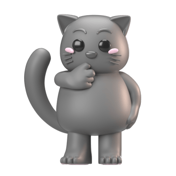 3D Cartoon Cat with Shy png