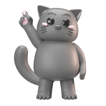 Cute 3D Cartoon Cat Waving Paw png