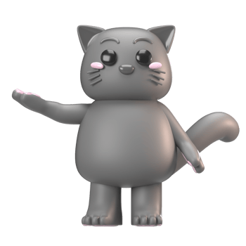 Cute 3D Cartoon Cat with Big png