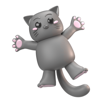 Cute 3D Cartoon Cat Character png