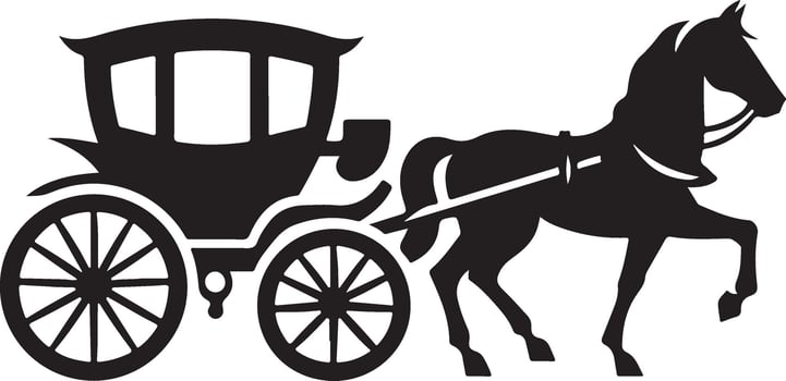 horse drawn carriage old style silhouette. illustration. vector