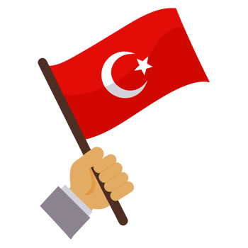 A hand holding a flag of turkey png