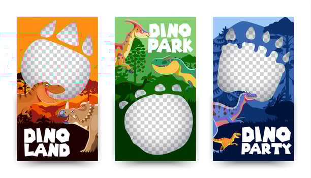 Banner templates with footprint of dinosaurs vector