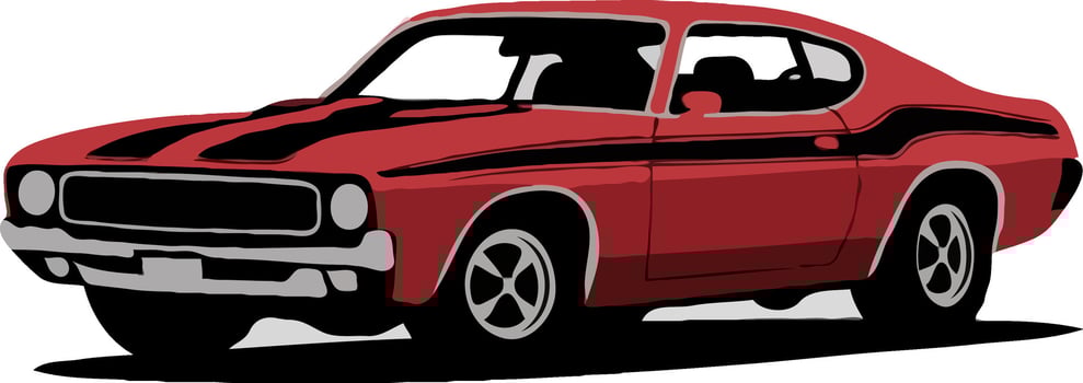 A red muscle car on a white background vector
