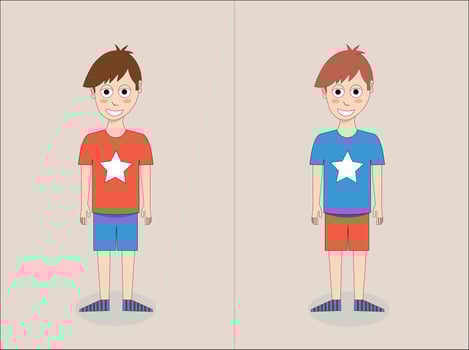 Boy cartoon, schoolboy illustration, happy boy character. vector