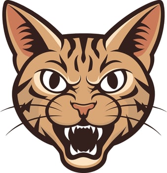 Angry cat head illustration design, cat head logo. ai generate vector