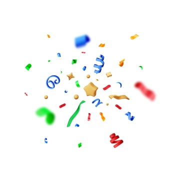 3D party ribbon confetti round icon vector