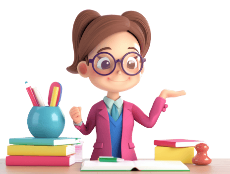 3d female teacher with books and pencils png