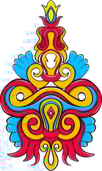 a colorful design with a blue and orange top. vector