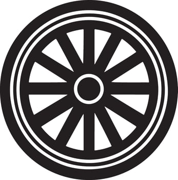 Black silhouette chakra wheel tire icon and illustration vector