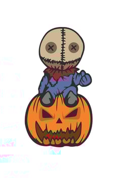 Halloween pumpkin and Scarecrow doll vector