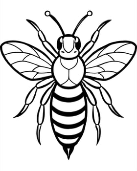 bee brush stroke line art, white background, illustration line art vector