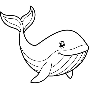 cartoon whale coloring book, illustration line art vector