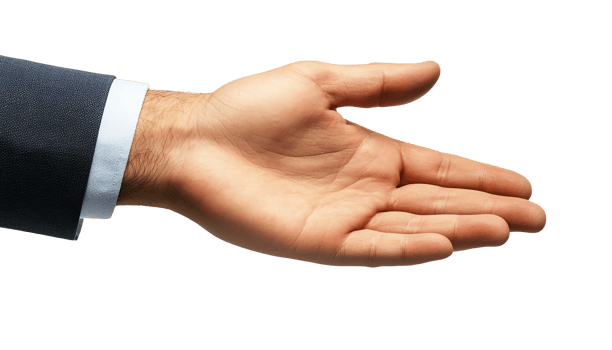 Open hand gesture in business suit png