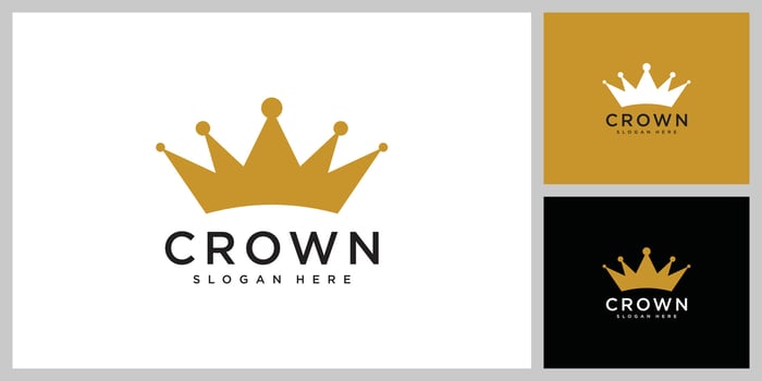 Crown logo design template with gold and black colors. vector
