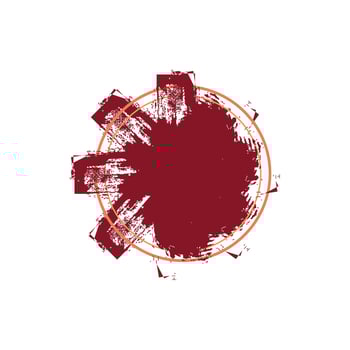 an abstract design centered around a large, circular shape filled with a deep maroon color. vector